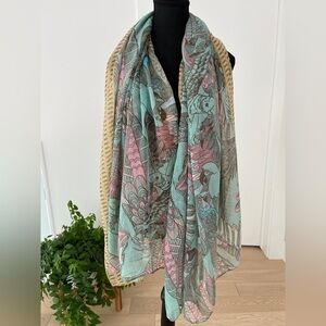 KURT S. ADLER Parrot Scarf Lightweight Flowy Sheer Oversized Vacation Beach